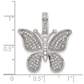 Sterling Silver Polished Preciosa Crystal Butterfly Pendant