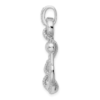 Sterling Silver Rhodium-Plated CZ Anchor Pendant QC9260