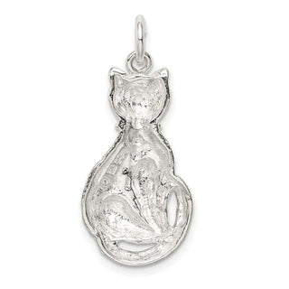 Sterling Silver Cat Charm QC928
