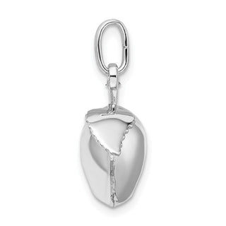 Rhodium-Plated Sterling Silver Polished Puffed Apple w/Leaf Charm