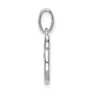 Rhodium-Plated Sterling Silver Polished Enamel and Glitter Apple Charm