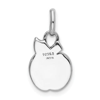 Rhodium-Plated Sterling Silver Polished Enamel and Glitter Apple Charm
