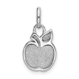 Rhodium-Plated Sterling Silver Polished Enamel and Glitter Apple Charm