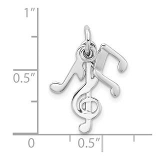 Sterling Silver Rhodium-plated Polished Music Notes Charm
