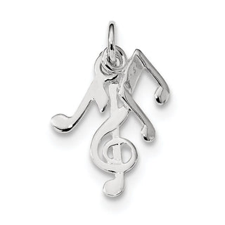 Sterling Silver Rhodium-plated Polished Music Notes Charm