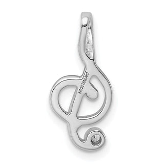Sterling Silver Rhodium-Plated CZ Treble Clef Slide QC9296