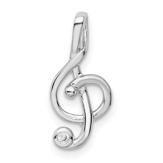 Sterling Silver Rhodium-Plated CZ Treble Clef Slide QC9296