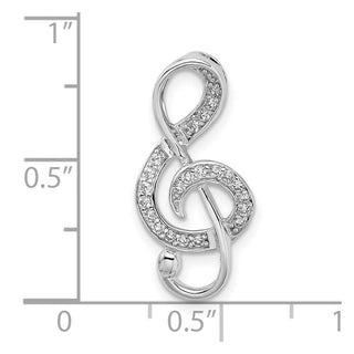 Sterling Silver Rhodium-Plated CZ Treble Clef Slide QC9297