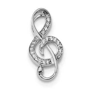 Sterling Silver Rhodium-Plated CZ Treble Clef Slide QC9297