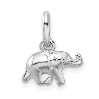 Sterling Silver Rhodium-plated Polished Elephant Charm
