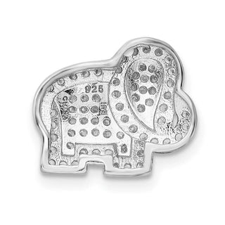 Sterling Silver Rhodium-Plated CZ Elephant Slide Pendant