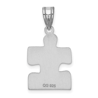 Sterling Silver Rhodium-plated Enameled Autism Puzzle Piece Pendant