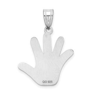 Rhodium-Plated Sterling Silver Enamel Autism w/Puzzle Piece Handprint Pendant