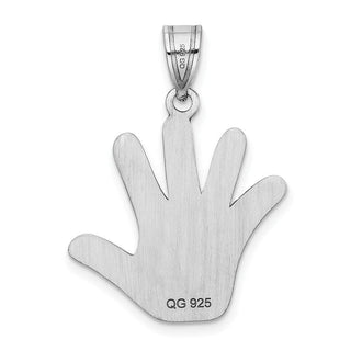 Rhodium-Plated Sterling Silver Enamel Autism w/Happy Face Handprint Pendant