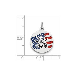 Sterling Silver Polished Enameled Statue Of Liberty w/Flag Charm