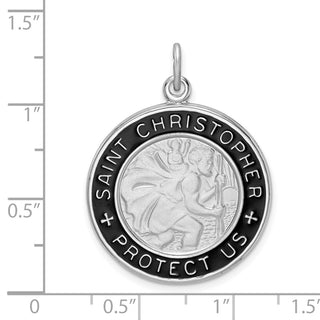 Sterling Silver Rhodium-plated Enamel St. Christopher Medal Pendant QC9416
