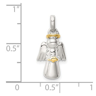 Sterling Silver Gold-plated Polished Angel Pendant
