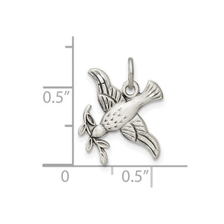 925 Sterling Silver Antiqued Dove Medal Pendant