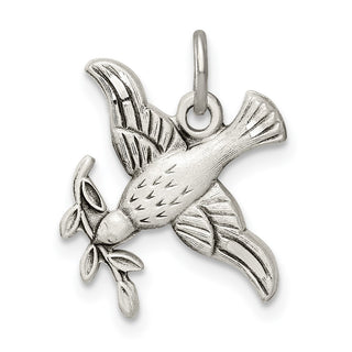 925 Sterling Silver Antiqued Dove Medal Pendant