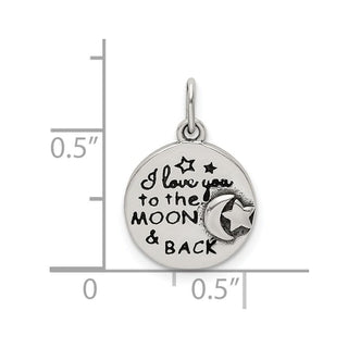 Sterling Silver Enamel Love You to the Moon and Back Charm Charm