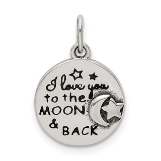 Sterling Silver Enamel Love You to the Moon and Back Charm Charm