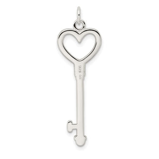 Sterling Silver CZ Heart Key Charm QC9477