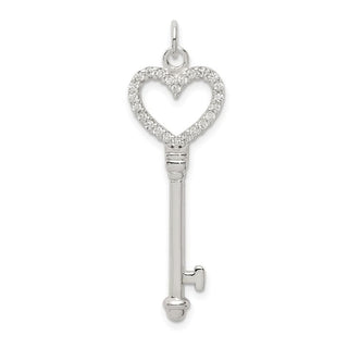 Sterling Silver CZ Heart Key Charm QC9477