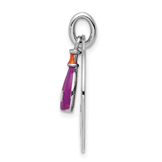 Sterling Silver Rhodium-Plated Enameled Antiqued Love Wine Charm