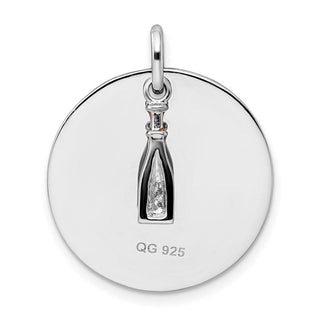 Sterling Silver Rhodium-Plated Enameled Antiqued Love Wine Charm