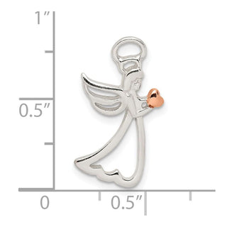 Sterling Silver & Rose Tone Polished Angel Pendant