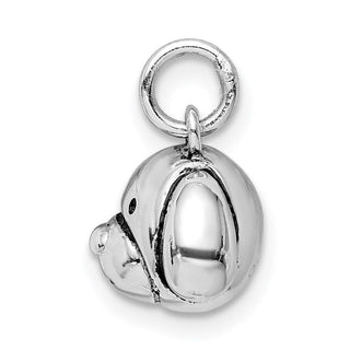 Sterling Silver Rhodium-Plated Antiqued Dog Head Charm