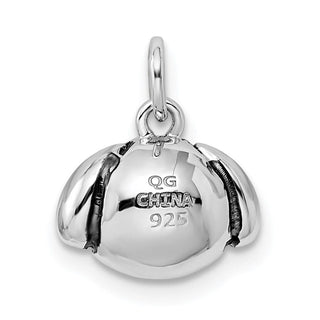 Sterling Silver Rhodium-Plated Antiqued Dog Head Charm