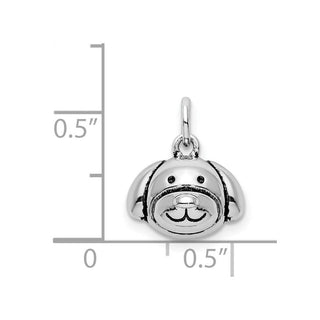Sterling Silver Rhodium-Plated Antiqued Dog Head Charm