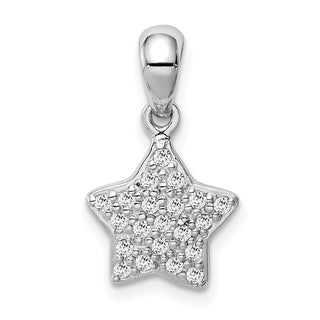 Sterling Silver Rhodium-plated CZ Star Pendant QC9528