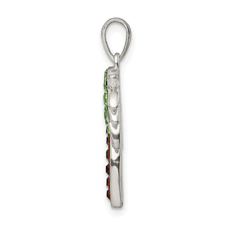 Sterling Silver Green/Brown Preciosa Crystal Palm Tree Pendant