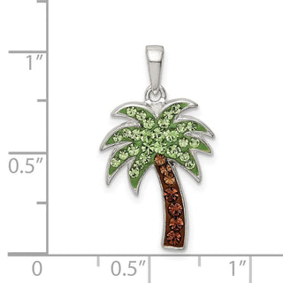 Sterling Silver Green/Brown Preciosa Crystal Palm Tree Pendant