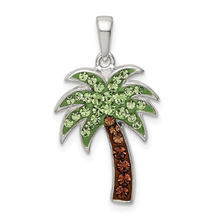 Sterling Silver Green/Brown Preciosa Crystal Palm Tree Pendant