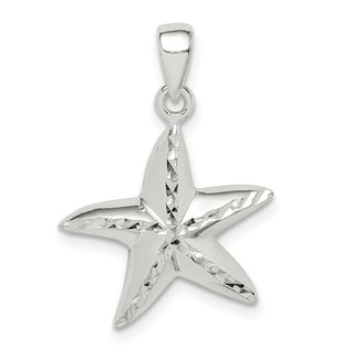 Sterling Silver Diamond-cut Star Fish Pendant QC9574