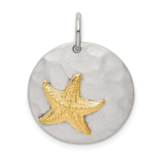 Sterling Silver Gold-Tone Starfish Brushed Charm