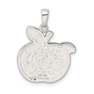 Sterling Silver Red Preciosa Crystal Apple w/Worm Pendant