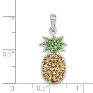Sterling Silver Yellow/ Green Preciosa Crystal Pineapple Pendant