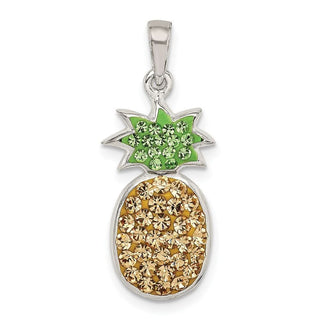 Sterling Silver Yellow/ Green Preciosa Crystal Pineapple Pendant