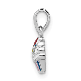 Sterling Silver Rhodium-plated Childs Enameled Cupcake Pendant