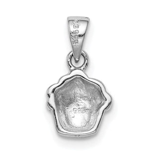 Sterling Silver Rhodium-plated Childs Enameled Cupcake Pendant