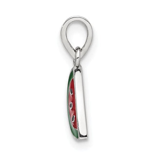 Sterling Silver Rhodium-plated Childs Enameled Watermelon Pendant