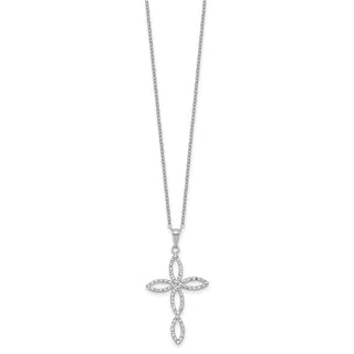 18" Diamond Fascination Diamond Mystique Sterling Silver Platinum-plated Diamond Cross 18 Inch Necklace