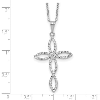 18" Diamond Fascination Diamond Mystique Sterling Silver Platinum-plated Diamond Cross 18 Inch Necklace