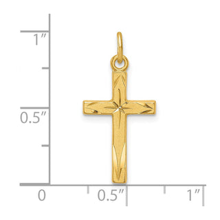 Sterling Silver Gold Tone Diamond-Cut Cross Pendant QC9692