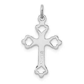 Sterling Silver Rhodium-plated Diamond-Cut Cross Pendant QC9698