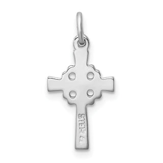 Sterling Silver Rhodium-plated Diamond-cut Cross Pendant QC9701